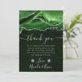 Groene en zilveren Glitter Agaat Wedding Bedankkaart (Staand voorkant)
