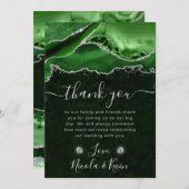 Groene en zilveren Glitter Agaat Wedding Bedankkaart (Voorkant / Achterkant)