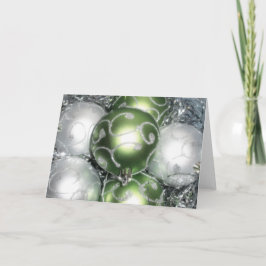 'Groene en Zilveren Glitter' Kerstkaart - Blanco Feestdagen Kaart