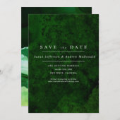 Groene en zilveren kalligrafie Save the Date Kaart (Voorkant / Achterkant)