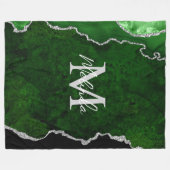 Groene en Zilveren Marmeren Agaat Fleece Deken (Voorkant (Horizontaal))