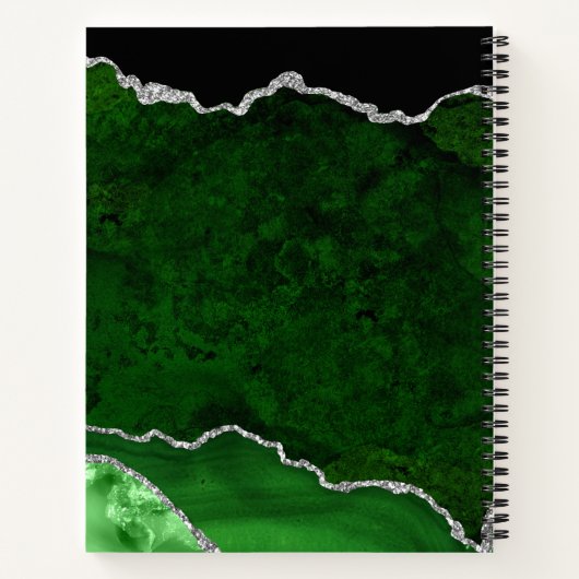 Groene en Zilveren Marmeren Agaat Notitieboek (Achterkant)