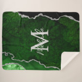 Groene en Zilveren Marmeren Agaat Sherpa Deken (Voorkant (horizontaal))