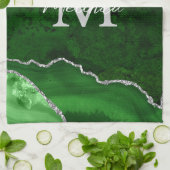 Groene en Zilveren Marmeren Agaat Theedoek (Gevouwen)