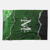 Groene en Zilveren Marmeren Agaat Theedoek (Horizontaal)