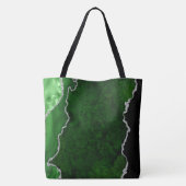 Groene en Zilveren Marmeren Agaat Tote Bag (Achterkant)