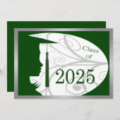 Groene en zilveren silhouet 2025 Kaart (Voorkant / Achterkant)