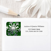 Groene en Zilveren Sneeuwvlok Adresetiketten Etiket (Insitu)