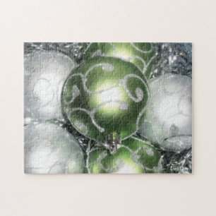 'Groene en Zilveren Sparkle' Jigsaw Puzzel