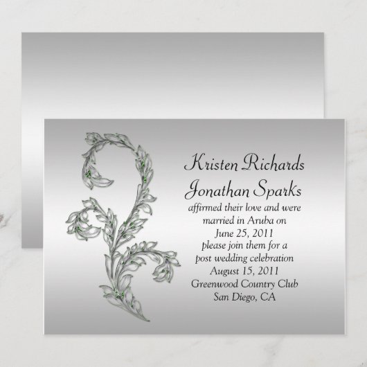 Groene en Zilveren Wervelingen Post Wedding Celebr Kaart (Voorkant / Achterkant)