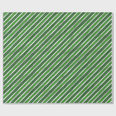 Groene en Zilverige kerststrepen Cadeaupapier (Vlak)