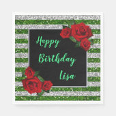 Groene en Zilverige streep rode rozen van zaterdag Servet (Voorkant)