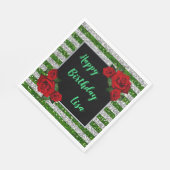 Groene en Zilverige streep rode rozen van zaterdag Servet (Hoek)