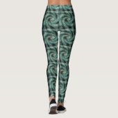 Groene en zwarte abstracte draai leggings (Achterkant)