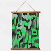 Groene en zwarte Abstracte kunst Hangend Wandkleed (Voorkant)