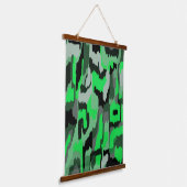 Groene en zwarte Abstracte kunst Hangend Wandkleed (Gebogen)