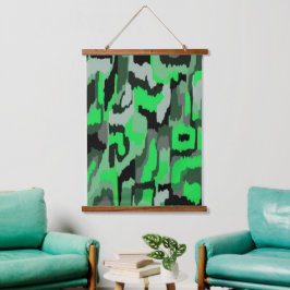 Groene en zwarte Abstracte kunst Hangend Wandkleed