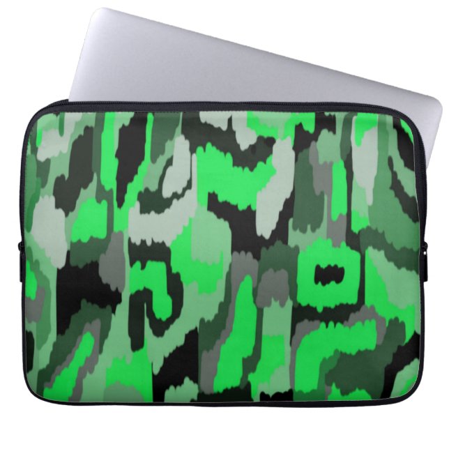 Groene en zwarte Abstracte kunst Laptop Sleeve (Voorkant)