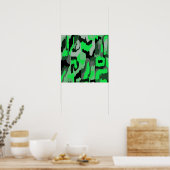 Groene en zwarte Abstracte kunst Poster (Keuken)