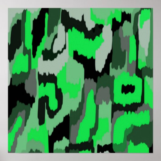 Groene en zwarte Abstracte kunst Poster (Voorkant)