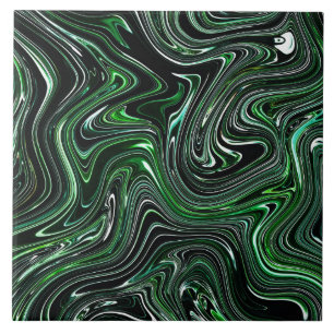 Groene en zwarte Abstracte marmer Tegeltje