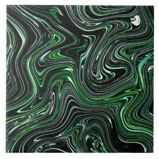 Groene en zwarte Abstracte marmer Tegeltje