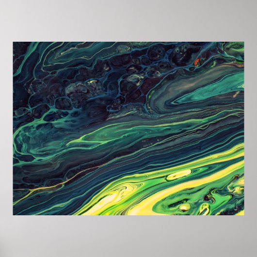 GROENE EN ZWARTE ABSTRACTE SCHIJVEN POSTER (Voorkant)