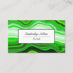 Groene en zwarte abstracte vloeibare kunst   visitekaartje
