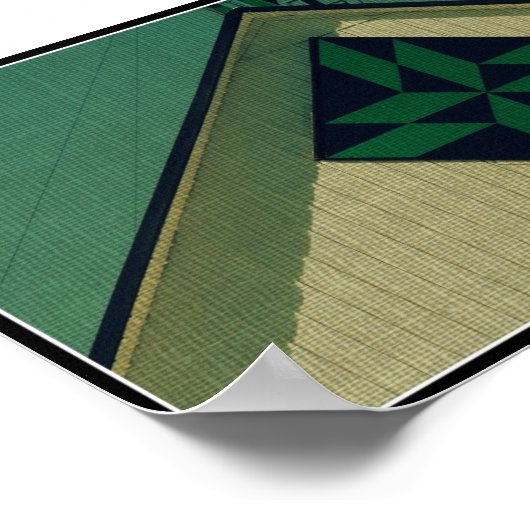 Groene en zwarte Barn Quilt, Faux  Poster (Hoek)