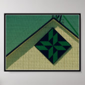 Groene en zwarte Barn Quilt, Faux  Poster (Voorkant)