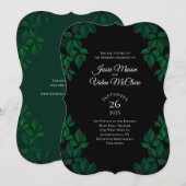 Groene en zwarte bladeren Gothic Elegant Wedding Kaart (Voorkant / Achterkant)