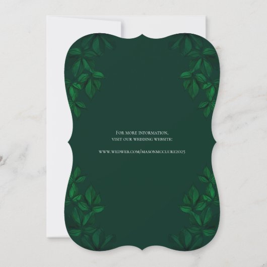 Groene en zwarte bladeren Gothic Elegant Wedding Kaart (Achterkant)