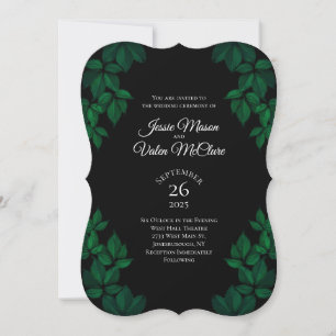 Groene en zwarte bladeren Gothic Elegant Wedding Kaart