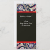 GROENE EN ZWARTE BLAUWE DAMASK, RODE WAX SEAL MONO KAART (Achterkant)