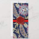 GROENE EN ZWARTE BLAUWE DAMASK, RODE WAX SEAL MONO KAART (Voorkant)