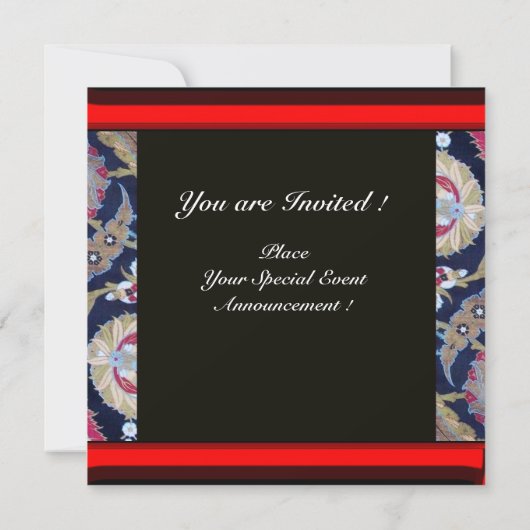 GROENE EN ZWARTE BLAUWE DAMASK, RODE WAX SEAL MONO KAART (Achterkant)