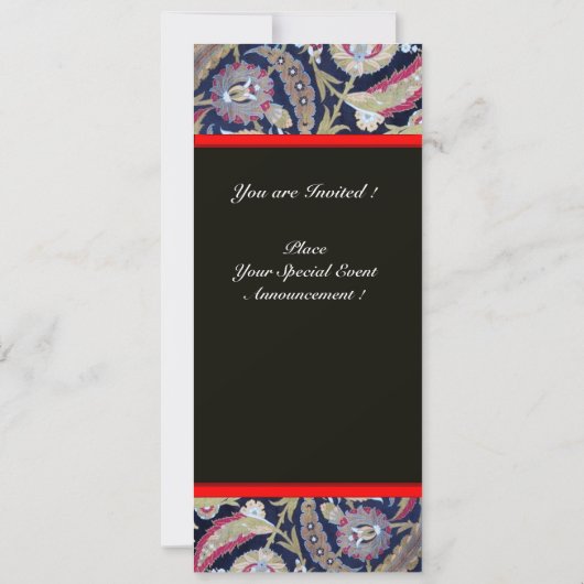 GROENE EN ZWARTE BLAUWE DAMASK, RODE WAX SEAL MONO KAART (Achterkant)