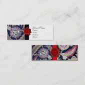 GROENE EN ZWARTE BLAUWE DAMASK, RODE WAX SEAL MONO MINI VISITEKAARTJE (Voorkant / Achterkant)