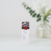 GROENE EN ZWARTE BLAUWE DAMASK, RODE WAX SEAL MONO MINI VISITEKAARTJE (Staand voorkant)