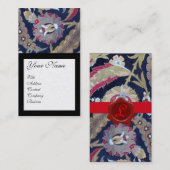 GROENE EN ZWARTE BLAUWE DAMASK, RODE WAX SEAL MONO VISITEKAARTJE (Voorkant / Achterkant)