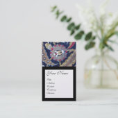 GROENE EN ZWARTE BLAUWE DAMASK, RODE WAX SEAL MONO VISITEKAARTJE (Staand voorkant)