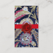 GROENE EN ZWARTE BLAUWE DAMASK, RODE WAX SEAL MONO VISITEKAARTJE (Achterkant)