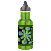 Groene en zwarte bloem zoals abstract ontwerp waterfles (Links)