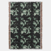 groene en zwarte bloemen en vlinder deken (Voorkant Verticaal)