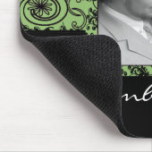 Groene en zwarte bloemige wervelingen muismat (Hoek)