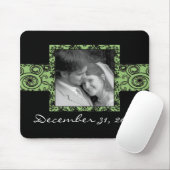 Groene en zwarte bloemige wervelingen muismat (Met muis)