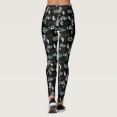 Groene en zwarte botanische bladeren leggings (Achterkant)