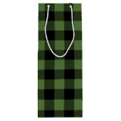 Groene en Zwarte Buffalo geruite Rustieke Kerstmis Wijn Cadeautas (Achterkant)