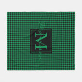 Groene en Zwarte Buffel geruite Monogrammed Custom Fleece Deken (Voorkant (Horizontaal))