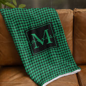 Groene en Zwarte Buffel geruite Monogrammed Custom Fleece Deken
